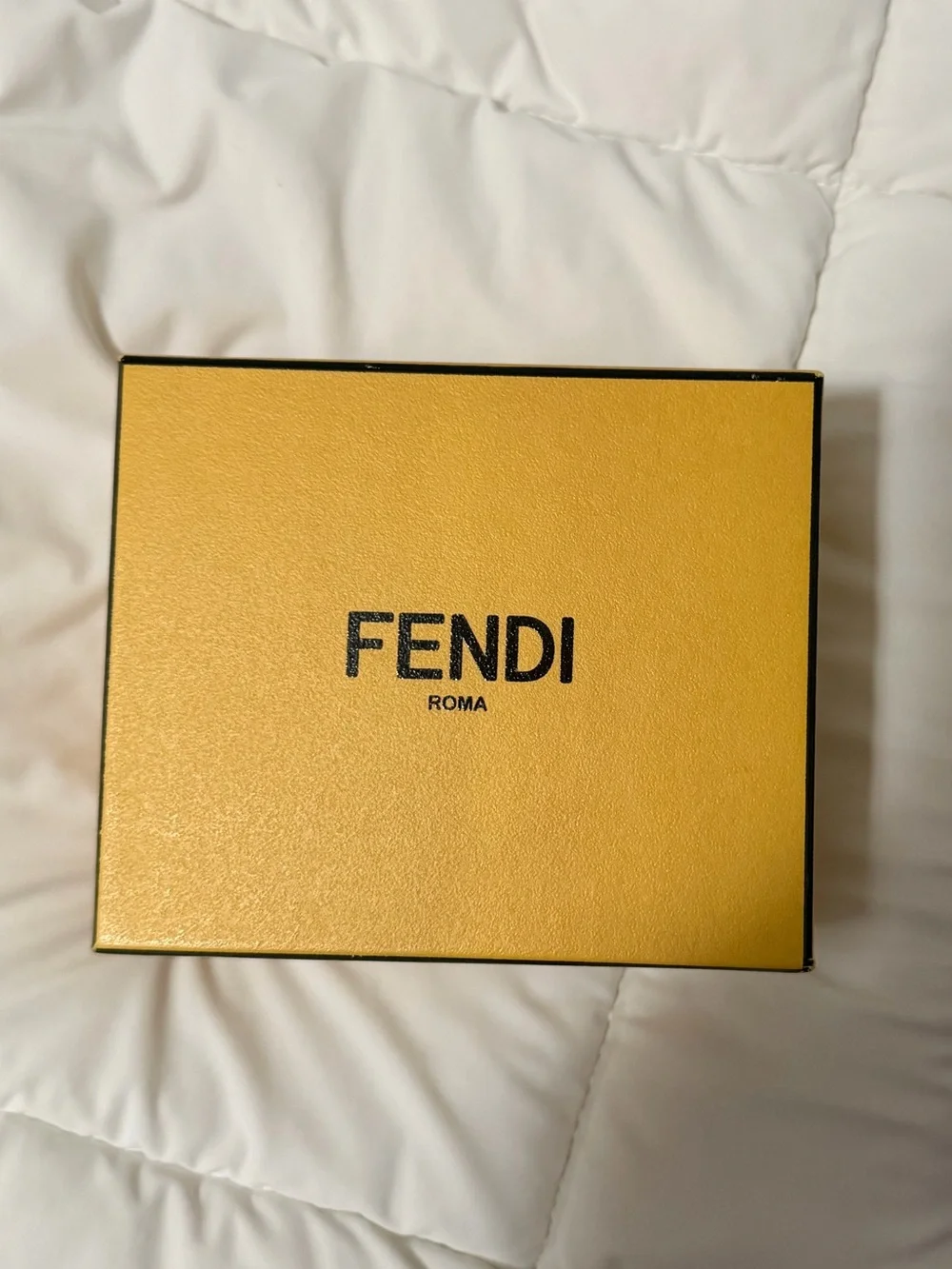 Fendi Brown and Black FF Logo Leather Card Wallet with Gold Emblem